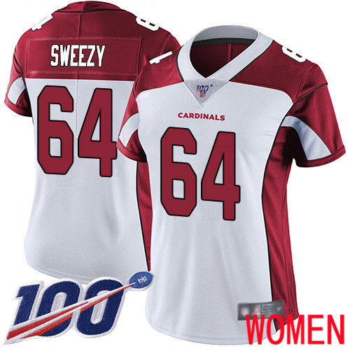 Arizona Cardinals Limited White Women J.R. Sweezy Road Jersey NFL Football #64 100th Season Vapor Untouchable